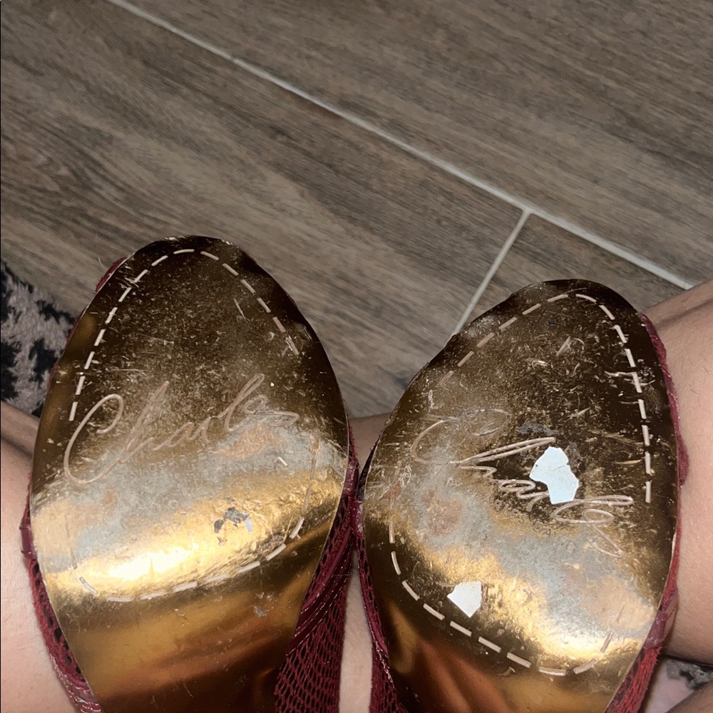 Burgundy Peep-Toe Heels - Picture 6 of 8